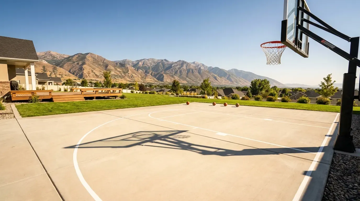 Residential basketball court construction in Utah
