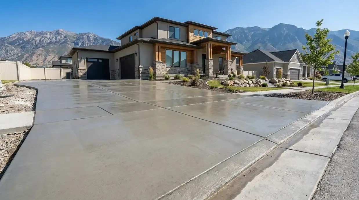 Professional concrete driveway in Utah County Professional concrete driveway in Utah County