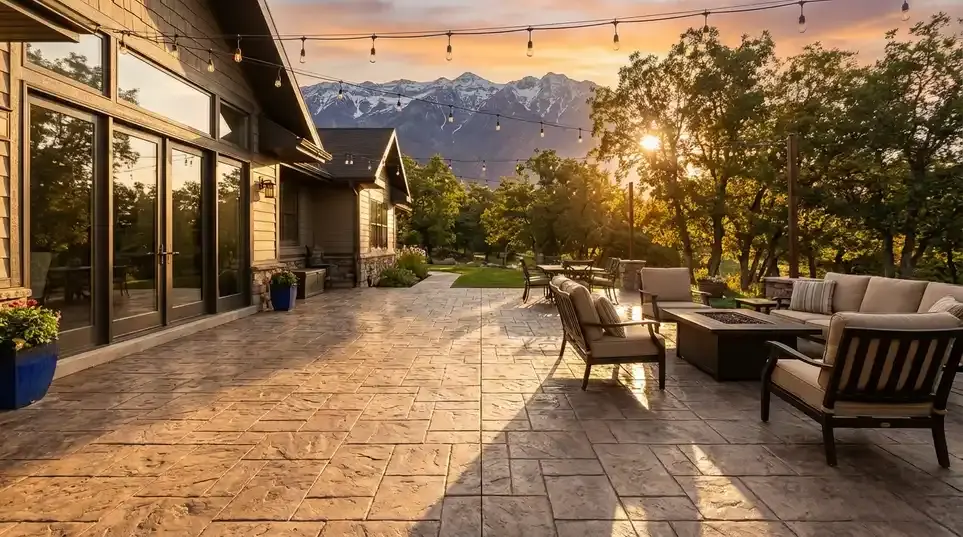 Rhode Concrete Final Finished backyard patio and entertaining area
