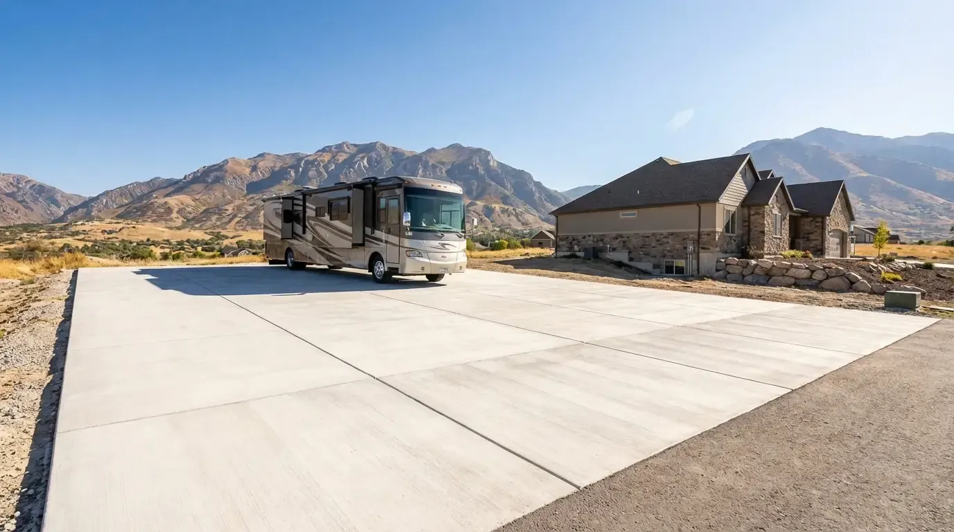 Concrete RV pad installation in Utah County Concrete RV pad installation in Utah County