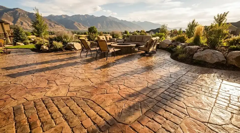 Decorative stamped concrete in Utah County